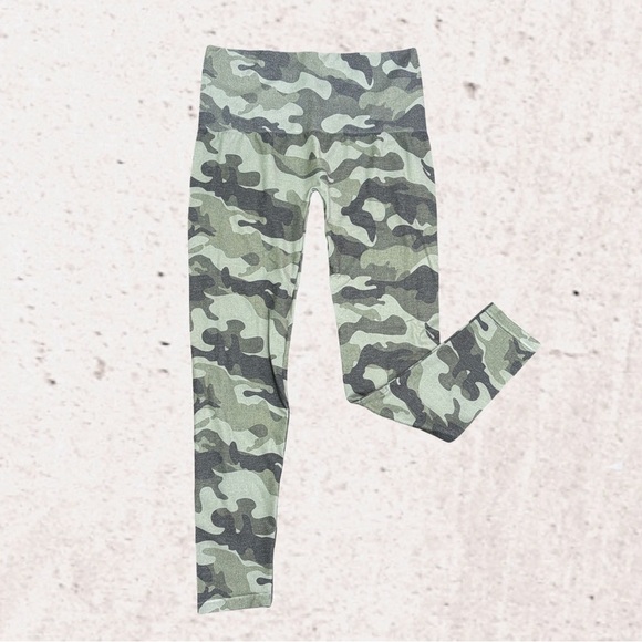 M. Rena Green and Gray Camouflage Leggings - Picture 1 of 5
